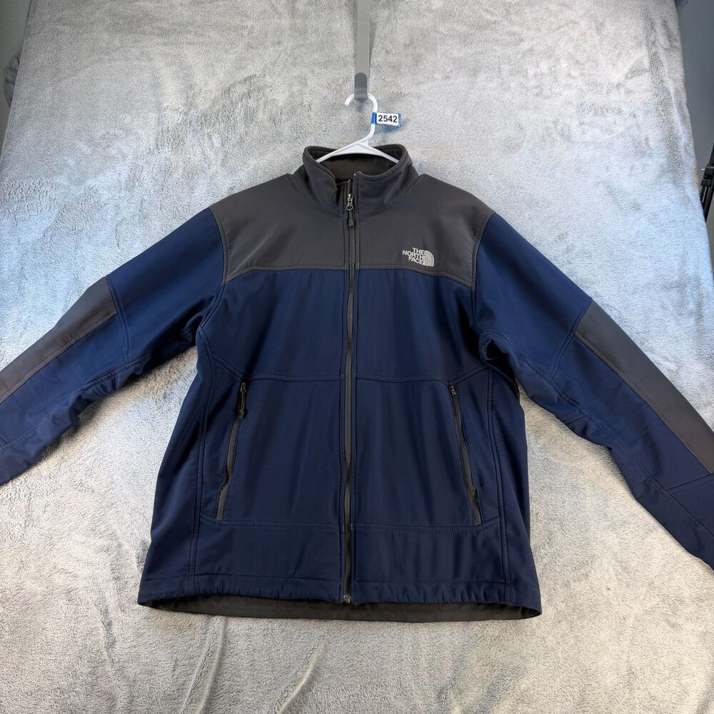 The North Face Apex Bionic Soft Shell Jacket Mens L Blue Gray Colorblock FullZip